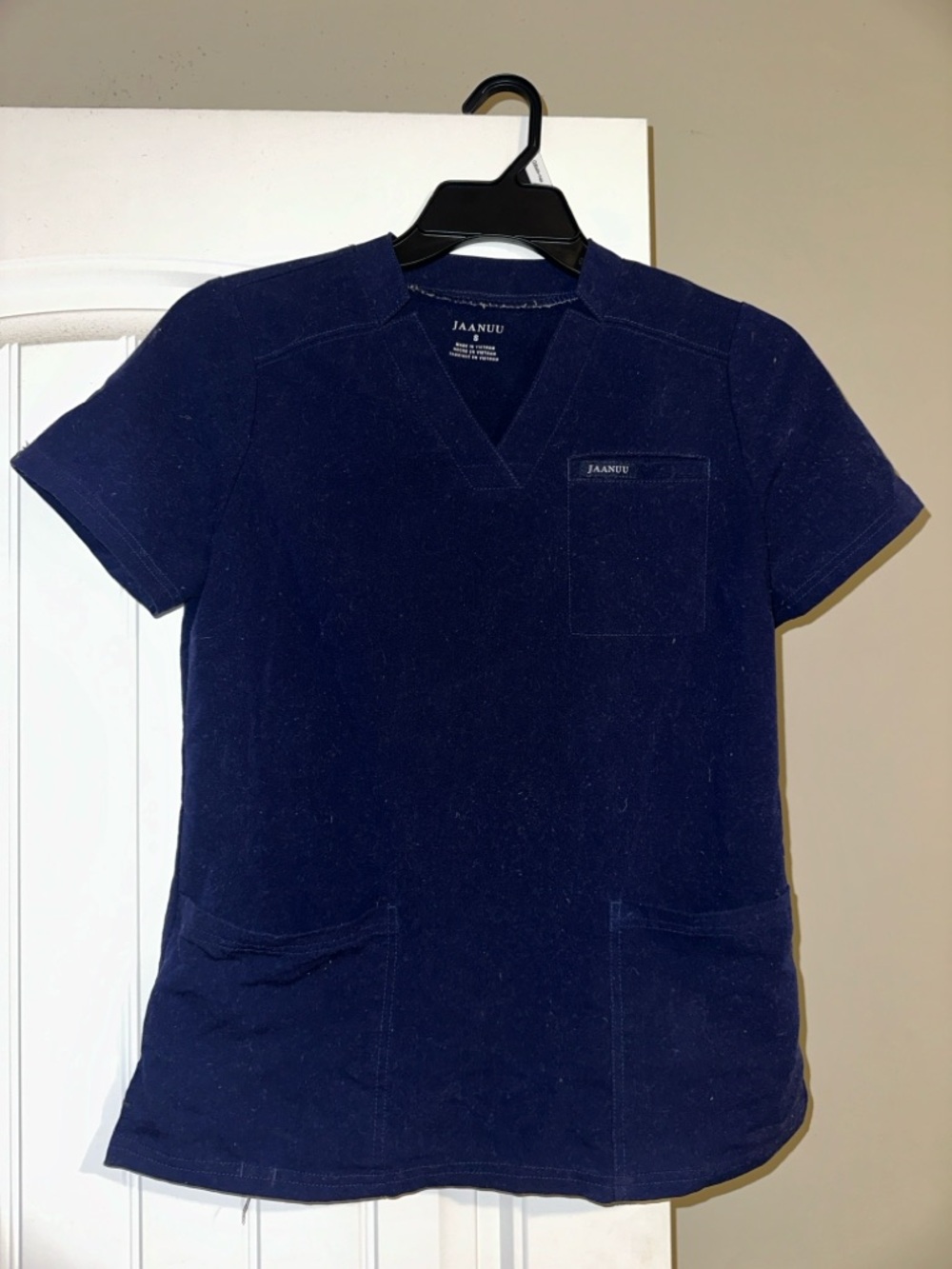 Jaanuu Navy Blue V-Neck Medical Scrub Top